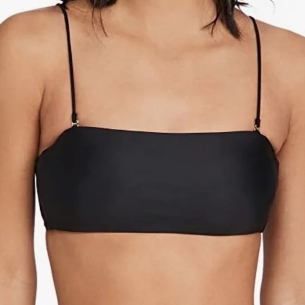 Madewell Swim Second Wave Spaghetti Strap Bandeau Bikini Top Black size small